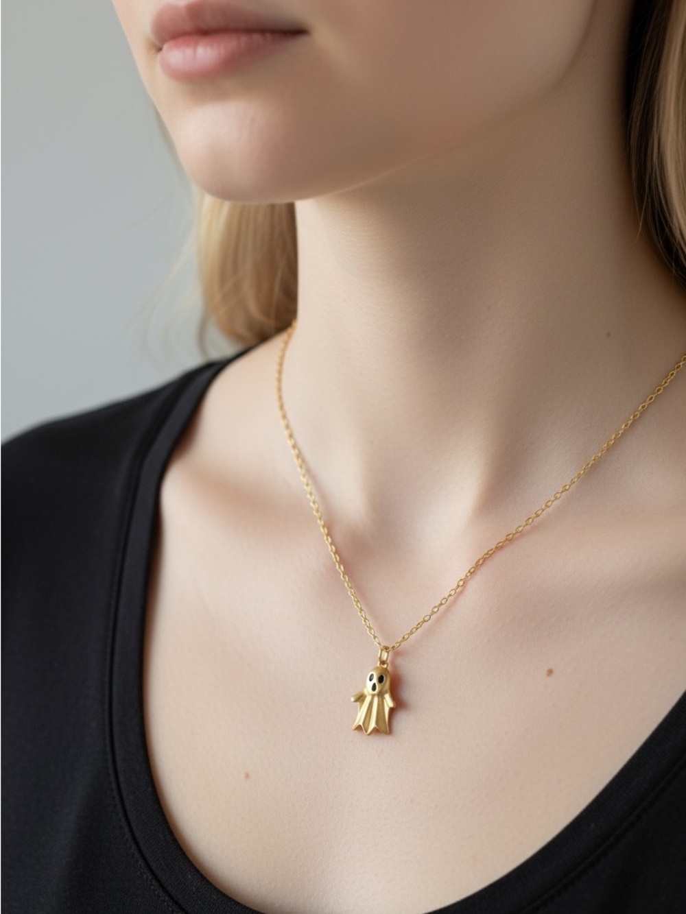 10/8 Gold Ghost Pendant Necklace - Women Jewelry